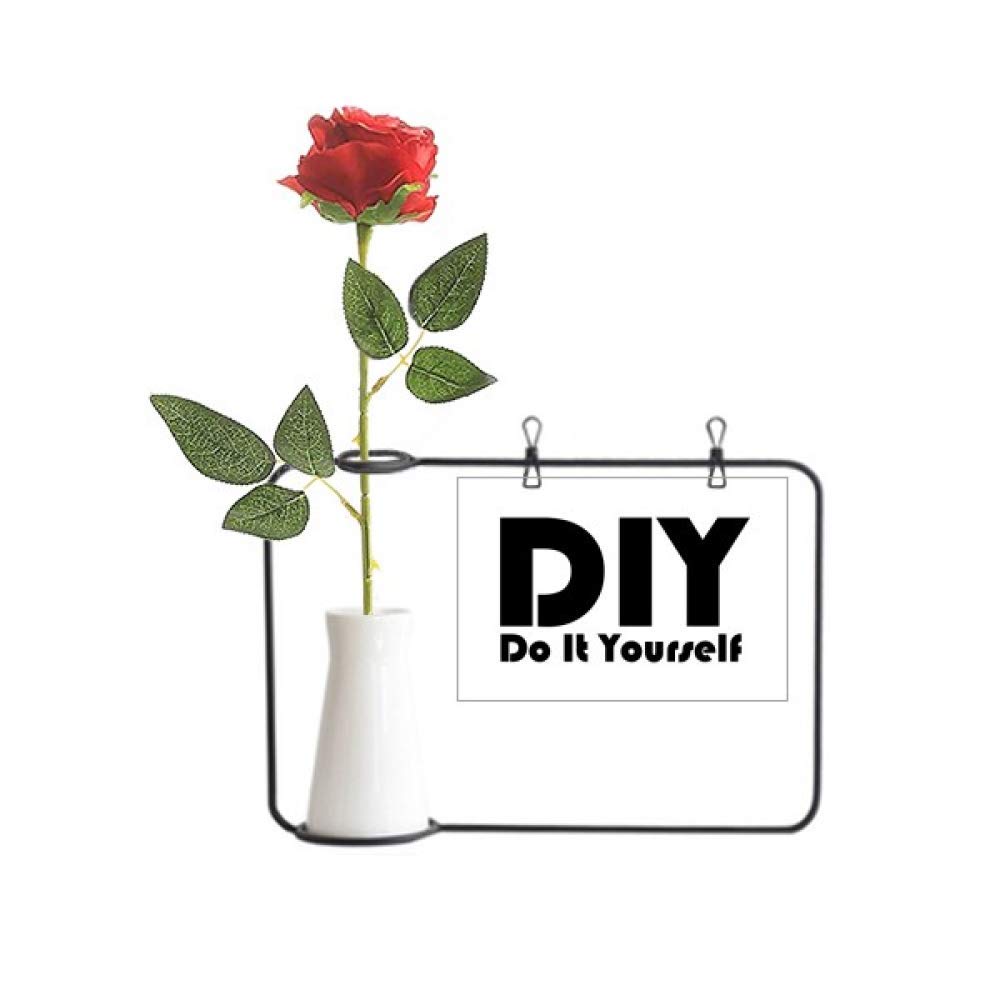 Fleur artificielle rose en vase suspendue art déco pour idée cadeau et loisir créatif DIY