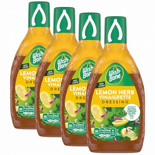 Wish-Bone Extra Virgin Olive Oil Blend Lemon Herb Dressing, 15 FL oz (Pack of 4)