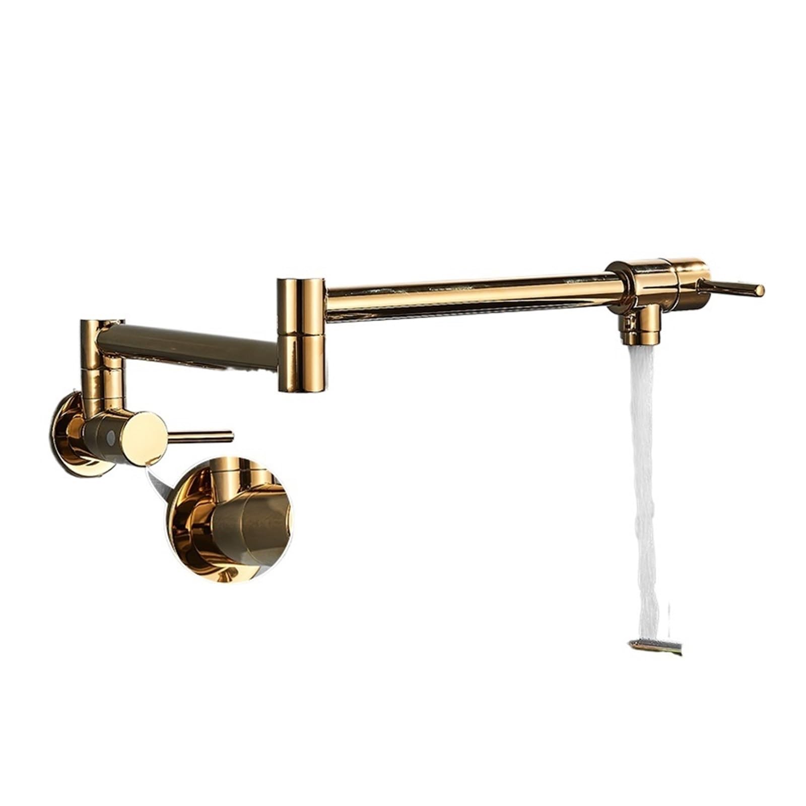 Gqnblvhzupdm A-Gold Kitchen Faucets, Chrome Nickel Black Brass Pot Filler Tap, Wall Mounted Kitchen Faucet, Single Cold Hole Rotate Folding Spout(A-Gold)