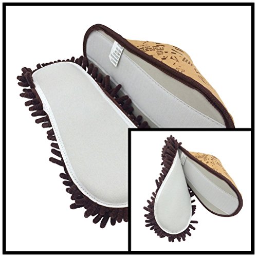 Selric Alphabet Letters Microfiber Chenille Washable Mop Slippers Coffee, Detachable Mopping Shoes,Closed Toe Cleaning Shoes Dusting Cleaning Tool 9 7/9 Inches Size:5.5-8.5. #TOP3