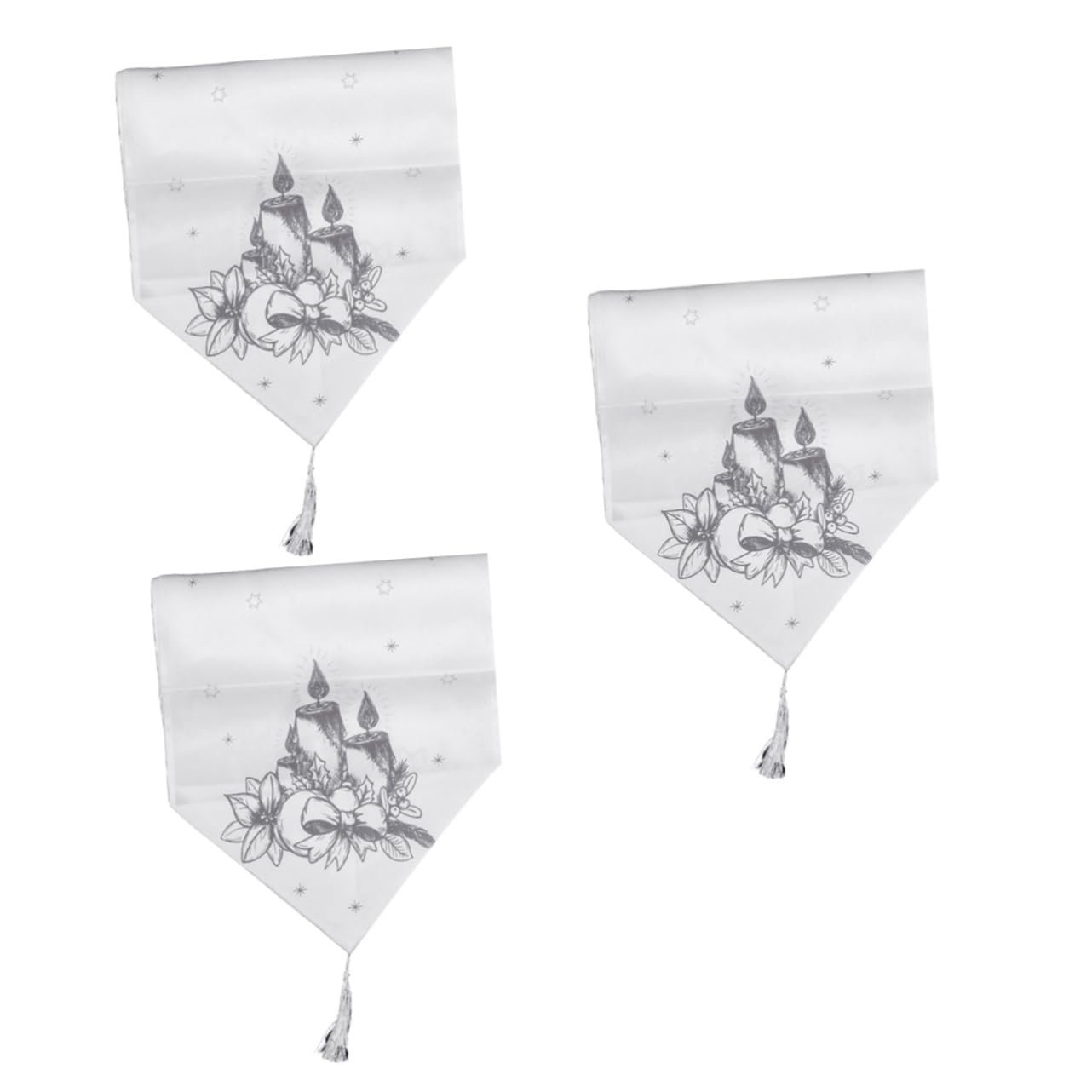 Cabilock Chemin De Table De Noël 3 Pièces Décoration De Table Tissu Imprimé Gris Facile À Nettoyer