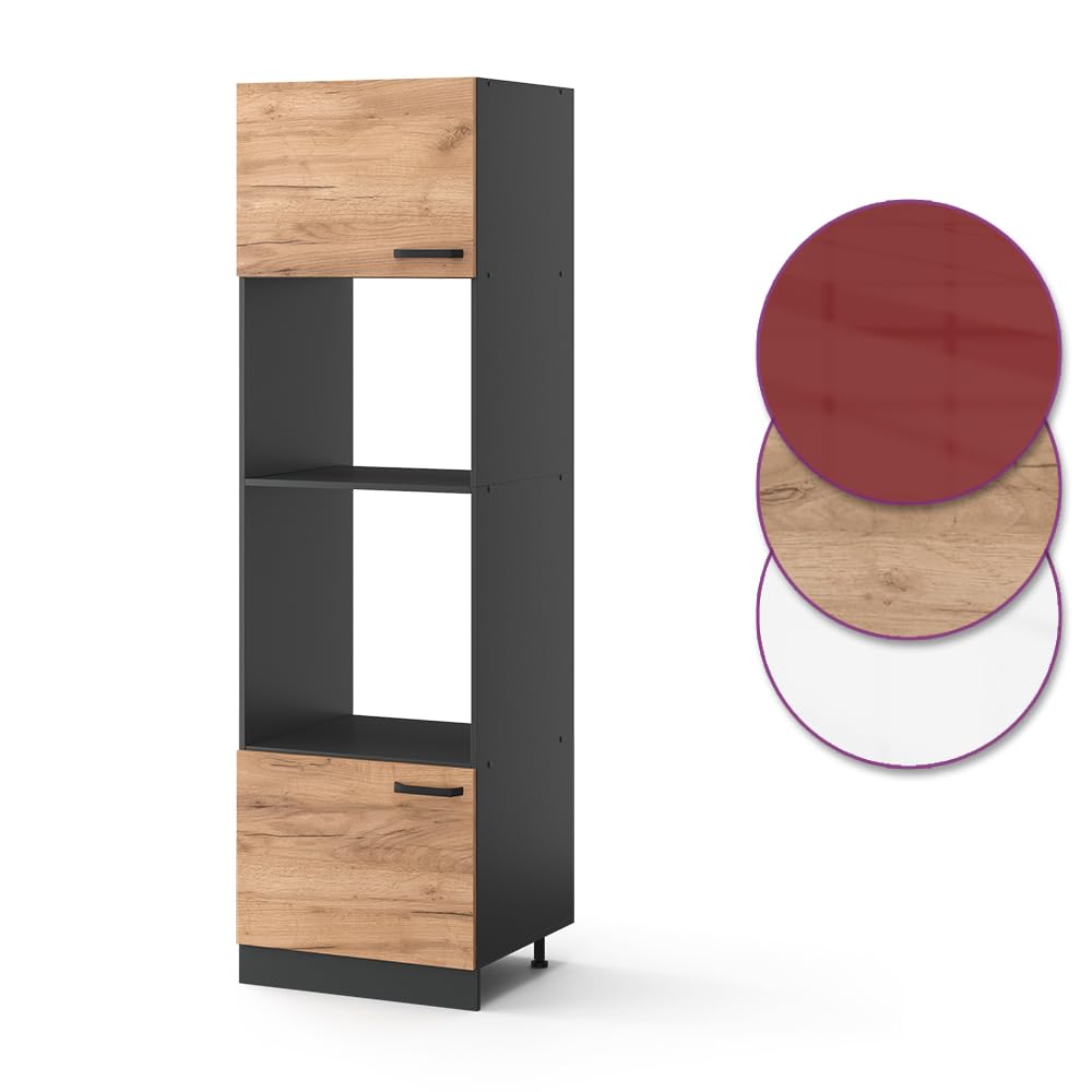 Vicco Armoire Micro-Ondes R-Line, Chêne de Force doré, 60cm, pour Une Combinaison Libre au Sein de systèmes de Cuisine modulaires