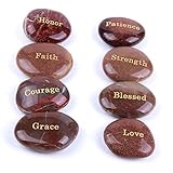 TGS Gems 2-3 inches Engraved Inspirational Red River Stones with Golden Words(8 Different Words)
