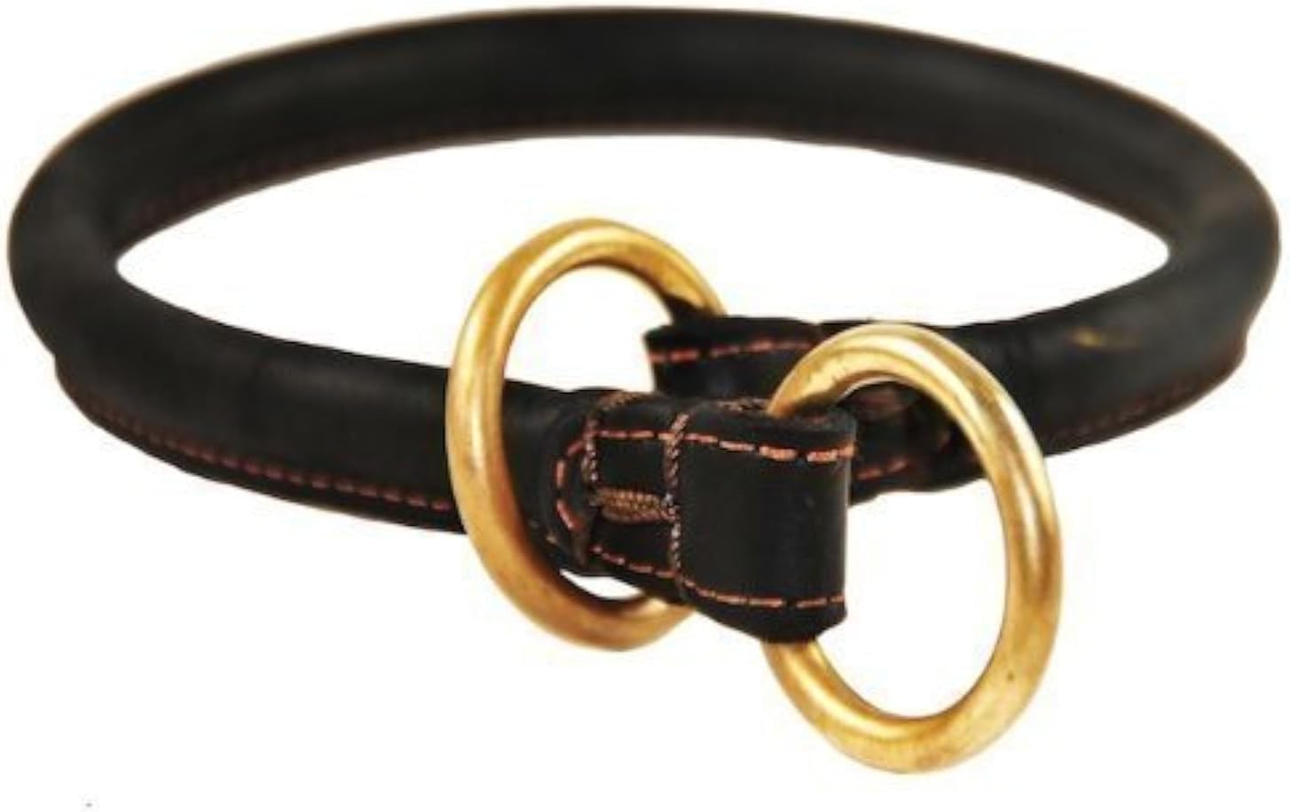 Dean & Tyler Desperado Dog Choke Collar with Round Leather and Solid Brass Hardware, Fits Neck Size 26-Inch to 28-Inch, Black