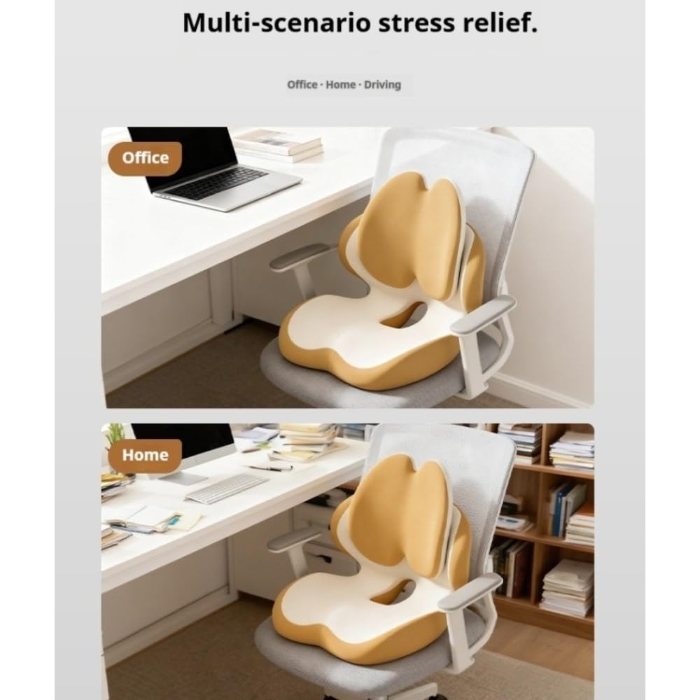 JJDFW Cuscino ortopedico a forma di L in memory foam integrato, design ergonomico, cuscino per coccige, sedile auto, sedia da ufficio
