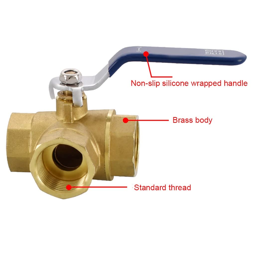 Valvola a Sfera Pipe t Port, valvola deviatrice PE Valvola a Sfera a Tre Vie, deviatori Doccia, 1/4" 3/8" 1/2" 3/4" 1" BSP Filettatura Femmina T-Port Adattatore connettore valvola a Sfera in Ottone a