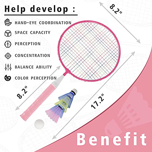 Ststech Badminton Rackets For Kids,Lightweight Badminton Racquet Game Set With Birdies,Tabel Tennis Balls And Carry Bag For Outdoor Indoor Sport (Pink-05,Set Of 2) #TOP2