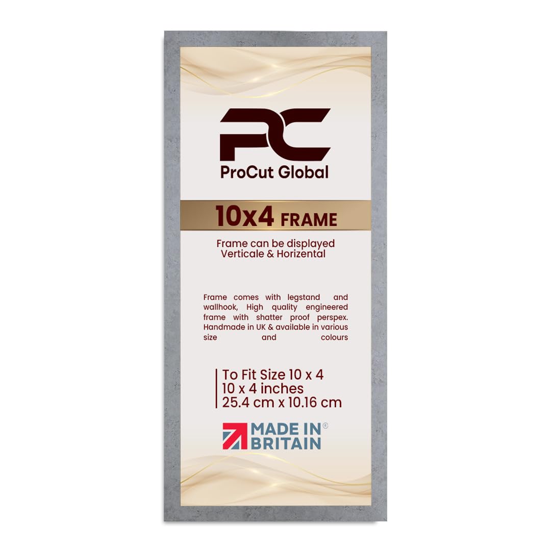 Procut Global 10X4 Grey Marble Picture Frames - Modern Wooden Photo Frame with Shatterproof Perspex for Wall or Tabletop - Perfect for Posters, Certificates, Prints - Sizes & Colors Available