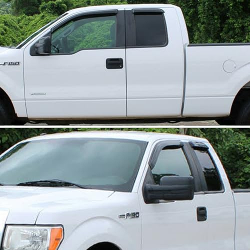 Side Window Visors rain Guards Vent Deflectors Compatible with Ford F-150 Super/Extended Cab 2004-2014, Vent Deflector Window Rain Guard Sun Shade Visors, Truck Accessories 4PCS 94738 by JUUCELY - Used condition - Image 4