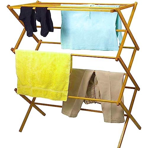 Home-it Wooden Clothes Drying Rack for Laundry - Collapsible Folding Bamboo Laundry Drying Rack for Drying Clothes - Heavy Duty Pre Assembled - Thumbnail 4
