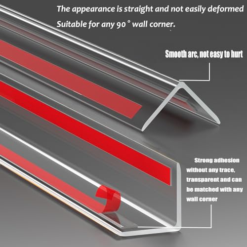 Image of Clear Self-Adhesive Wall Corner Guards Walls Edge Protector & Corner Protectors for Wall, Furniture Corner, Door Easy to Install for Baby (6 Pcs, 1.2in x 39.5in)
