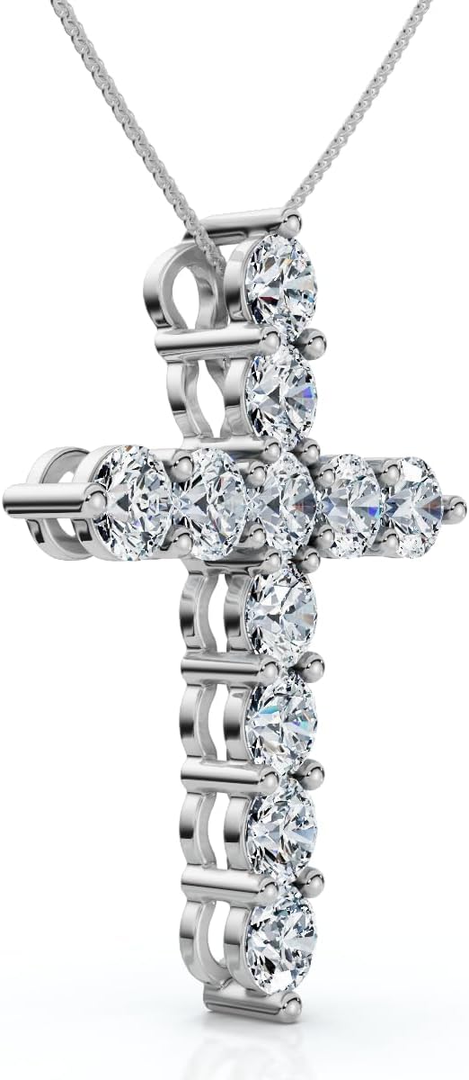 Pompeii 2Ct TW Diamond Cross Women's Necklace 14k Gold Lab Grown 1" Tall (G/H,VS1-VS2)