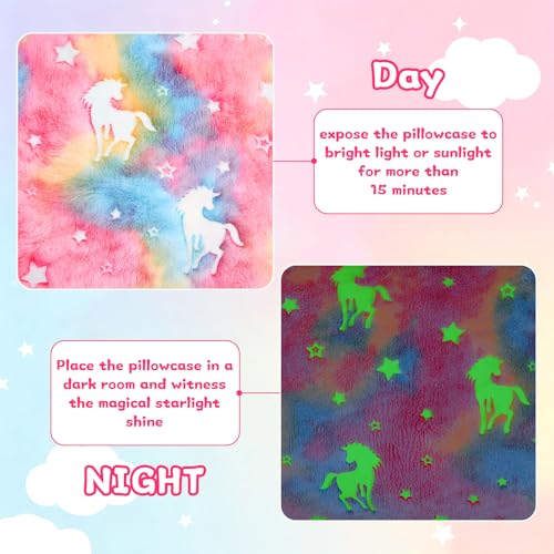 Image of Cloele Body Pillow Cover for Kids,Glow in the Dark,21x54 in,Unicorns | Fit 21x54in and 20x54in,Long Pillow Cases,Full Length Pillow Case,Ultra Soft,Body Pillow Pillowcase for Kids Girls,Decorative