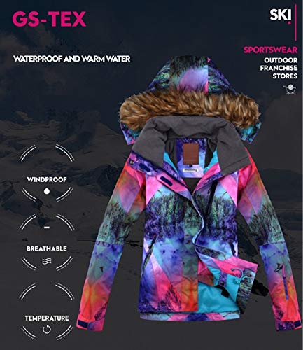 LJYNB Capucha Mujer Trajes de esquí para mujer Chaqueta de esquí y pantalón de esquí Al aire libre Impermeable Transpirable Conjunto de snowboard Chaqueta y pantalón de snowboard S Beige