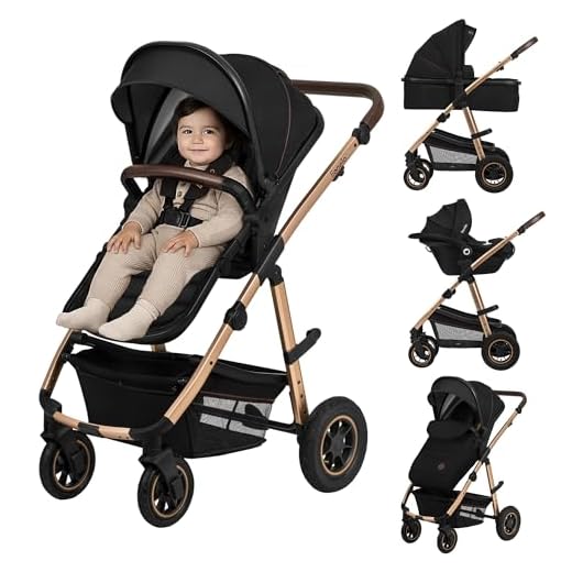 LIONELO Amber Passeggino 3in1 Trio Passeggino con seduta secchiello + Navicella + Ovetto per neonato e bambini 0 fino a 48mesi o 22kg Regolabile e pieghevole Ruote grandi Cappotina XXL Accesori