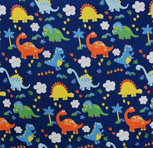 Image of Dinosaur Bedsheet for Kids, Blue Cartoon Dinosaur Printed Single Bed Sheet with Matching Pillow Cover, Cute Kids Room Bedding for Boys & Girls