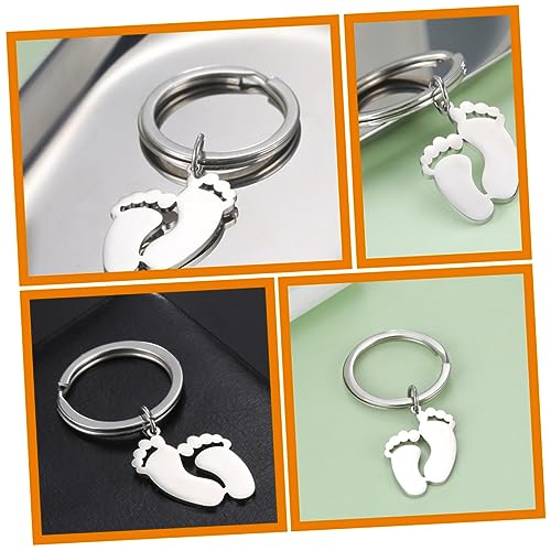 HOUDERCO Fußabdruck-schlüsselanhänger Ornament 4 Stück Edelstahl-schlüsselanhänger Für Frauen Baby-fußabdruck-