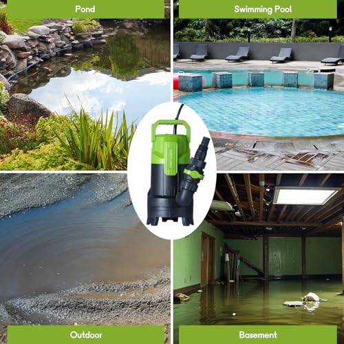 Inoflow 3/4 HP 3430GPH GREEN Sump Pump 3/4 Hp 3430Gph Submersible Water Pump With 20Ft Cord, Utility Pump For Pool Draining thumb #6