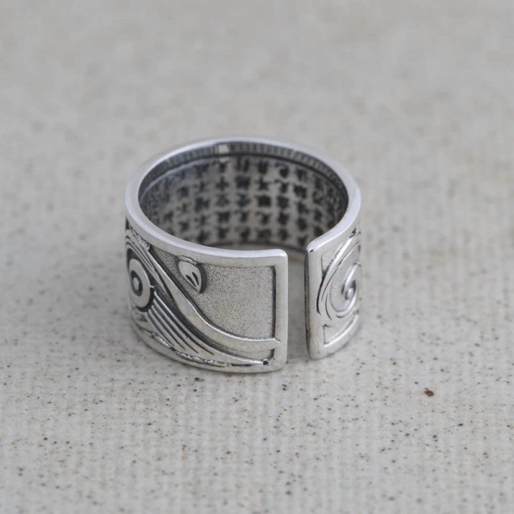 HGJH Verstellbarer Ring, Sterling Silber Ringe Frauen 925 Karpfen Verstellbare Ringe Klobiger Motorradring Massiver Ring Kleidringe Verlobungsring Geschenke Für Männer Herrenring Ewigkeitsringe