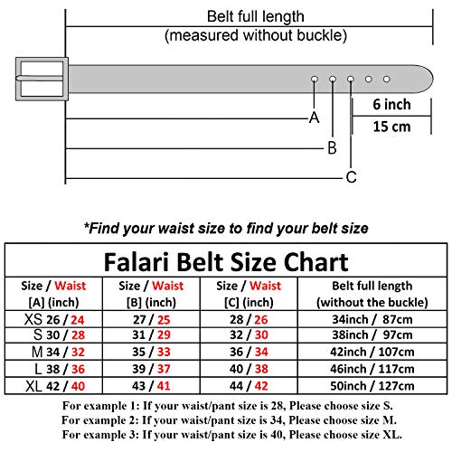 Falari Women Genuine Leather Belt Fashion Dress Belt With Single Prong Buckle 6028-Black-M #TOP6