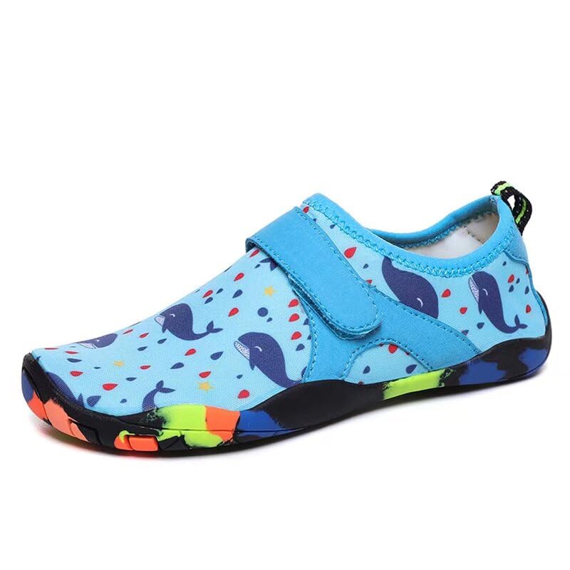 Kids Boy Girl Elastic Slip On Quick Dry Anti Skid Aqua Shoes for Beach Swiming Diving Surfing Wading Water Sports Pool Yoga Ligh Blue 4 Big Kid
