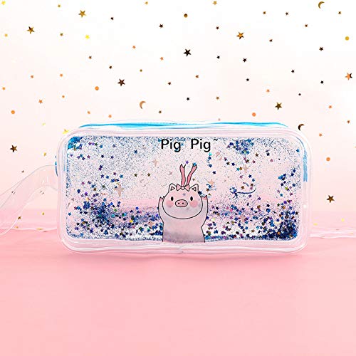 Preisvergleich Produktbild XUEYI Briefpapierkasten 1 stücke Hohe Kapazität Federmäppchen Transparent Brief Geschenk Estuches Schule Bleistift Box Pencilcase Bleistiftbeutel Bürobedarf Schreibwaren, blau pigpig