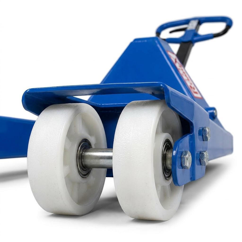 Transpaleta Manual Industrial Azul 2500 Kg con Ruedas de Nylon