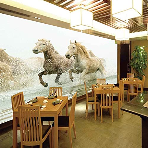 Papier peint mural 3D cheval blanc : rénovation murale rapide sans colle