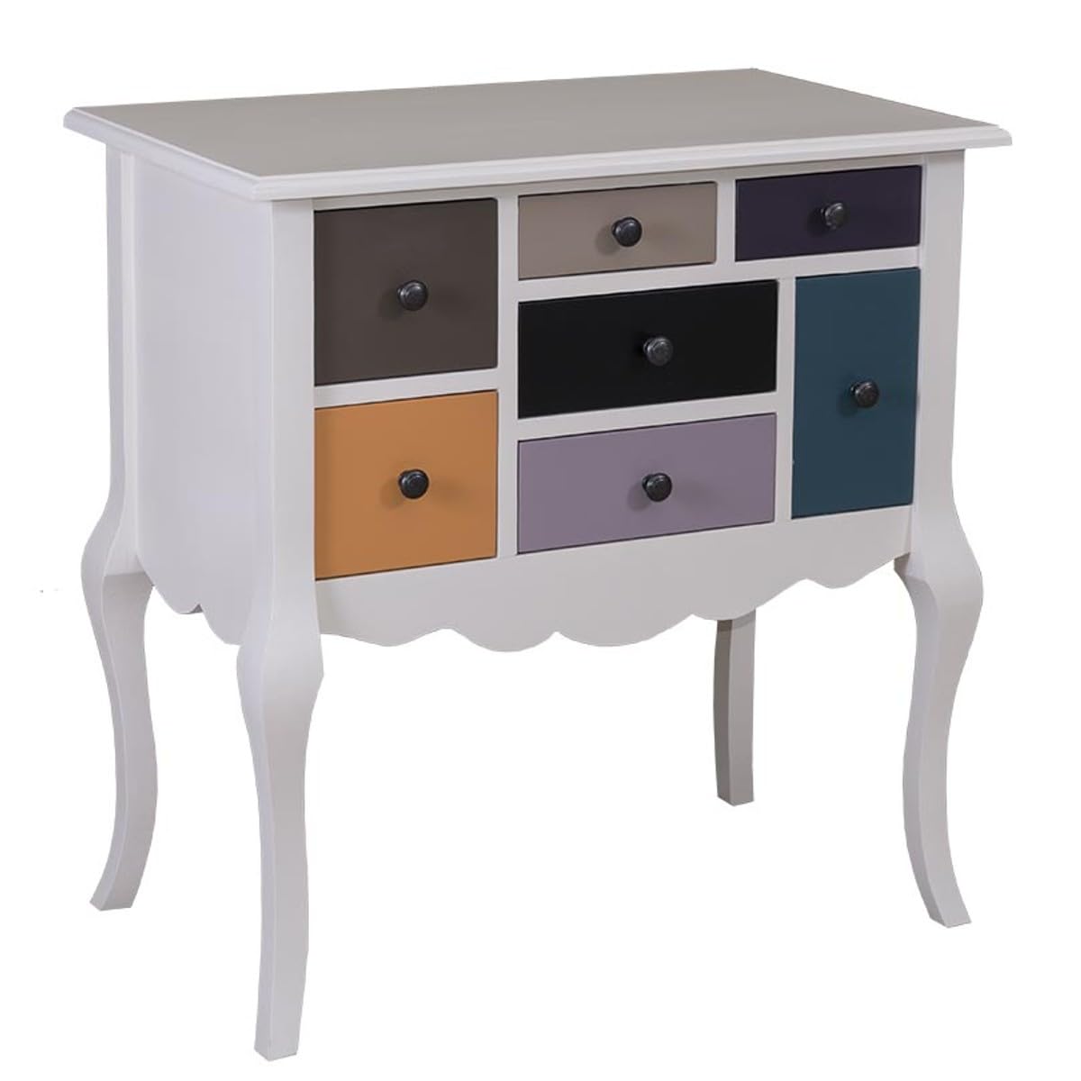 Casa Padrino Commode design à 7 tiroirs Gris/​multicolore 80 x 48 x 82 cm - Meuble style maison de campagne