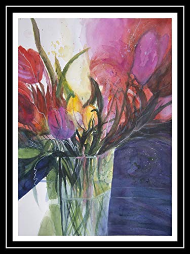Tulpen in Vase 46x61 cm original Aquarell