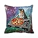 SIXSTARS Food Funny Creative Hipster DJ Cat Pizza Cat Galaxy Pizza Cat Design Zippered pillowcase One Side