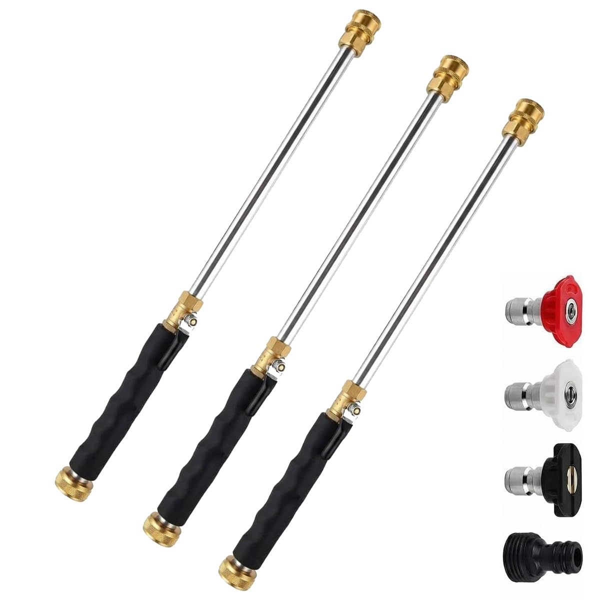 Jet Nozzle Power Washer for Garden Hose, Pressure Washer Wand with Interchangeable Nozzles for Car, Patio, Driveway, Deck Cleaning(3pcs)