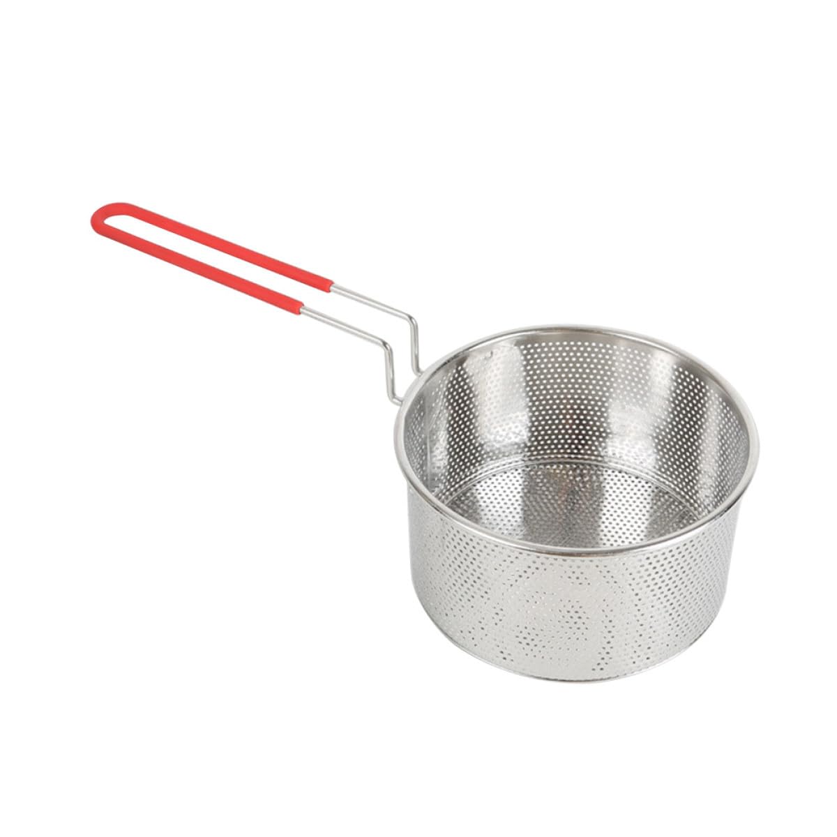 Colador de Acero Inoxidable 304 Espumadera Redonda 18 Cm Filtro de Alimentos Fritos Mango Resistente al Calor para Cocina Hogar Restaurante