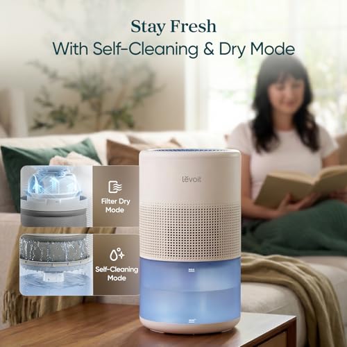 Image of Levoit Evaporative Humidifiers for Bedroom, 19dB, Superior Studio Smart | 4.5L, Large Room Up to 600ft, No White Dust for Baby, Long-Lasting Reusable Filter, Auto Mode, Self-Clean & Dishwasher Safe