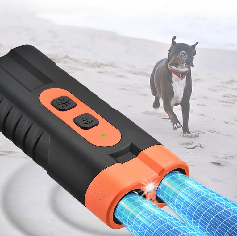 Ultraschall Hundeabwehr Gerät – Tragbarer Hundeschreck mit Dual-Ultraschall & LED-Taschenlampe, Wiederaufladbar für Draußen & Unterwegs