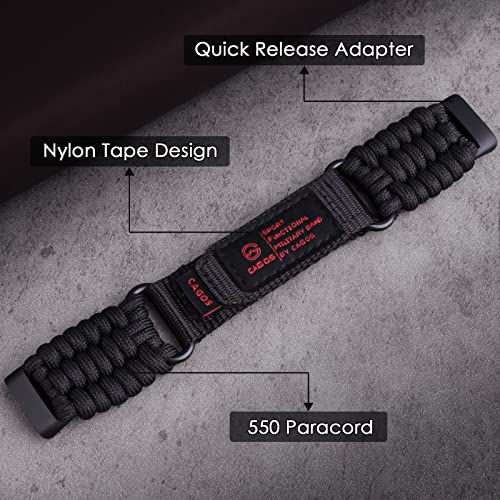 Cagos Compatible With Fitbit Charge 5 Bands For Men, Rugged Paracord Replacement Wristbands Survival Strap Nylon Sport Loop For Fitbit Charge 5 Accessories, Black #TOP1