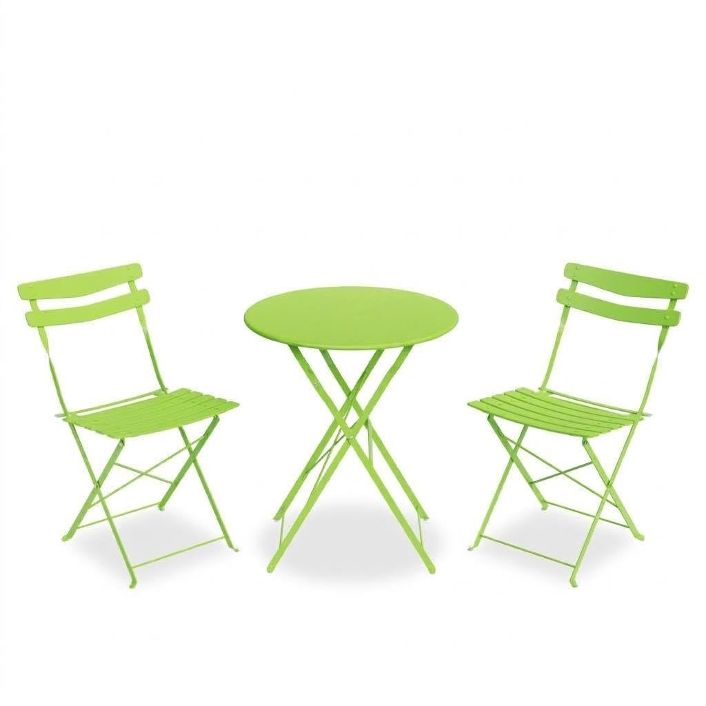 Aptliton 3 Piece Folding Metal Bistro Set,Outdoor Table and Chairs Set, Space Saving Patio Furniture with Anti-Slip Feet, No Assembly Garden Balcony Bistro Set,Green