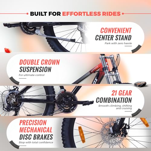 Image of Firefox Viper 26T 21 Gear Mountain Bicycle for Adult | Grey /Red | Front Suspension | Disc Brake | Alloy Frame:15inch | Ideal Rider Height:5.0''' - 5.6'' | 98% Pre-Assembled | Ideal for Mens