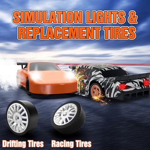 Image of RC Drift Car,1 /43 Mini with Gyroscope,2.4GHz Full Proportional Remote Control Car,4WD High Speed Race Car with Lights,Racing Tires,RC Model Cars Gift for Adults,Kids,Boys,Girls,Black