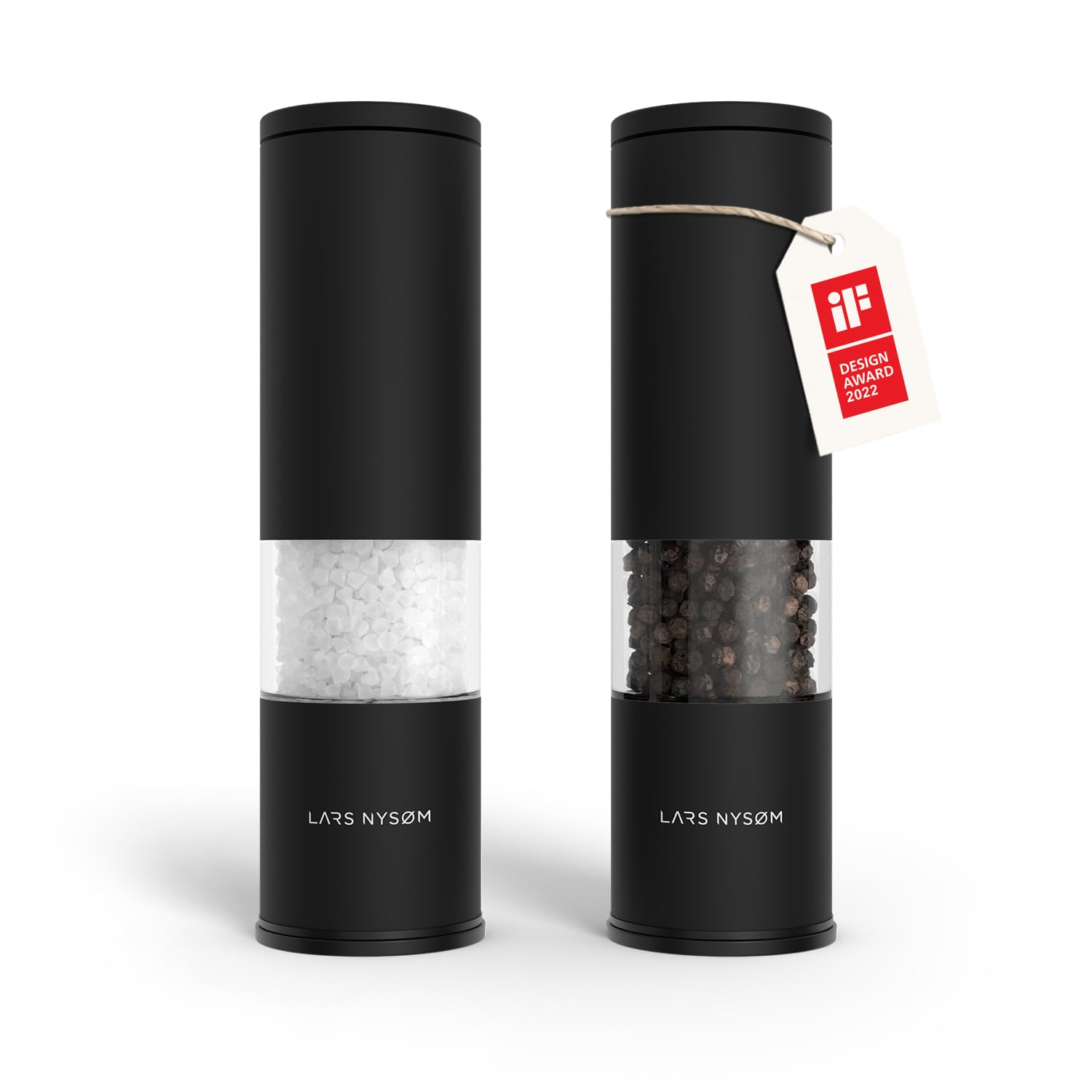 Salt and Pepper Grinder Set Manual, Stainless Steel Salt and Pepper Mills with Adjustable Ceramic Grinder I Design Spice Shakers (Carbon Black)