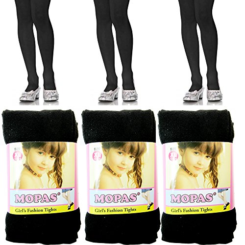 ATB 3 Pair Girls Tights Footed Dance Stockings Pantyhose Ballet XL Size 11-14 Black2