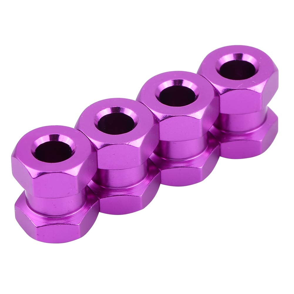 RC Car 12mm Hex Adapter, 4 szt.Metalowe adaptery piast kół do D90 AX10 CC01 SCX10 Remote Control Crawler (15mm fioletowy)
