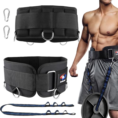 Weightlifting Belt & Dip Belt, Weighted Gym Belts for Pull Up, Dips,Squat, Powerlifting & Deadlift, Weight Lifting Belt with Adjustable 8- Loop Nylon Strap