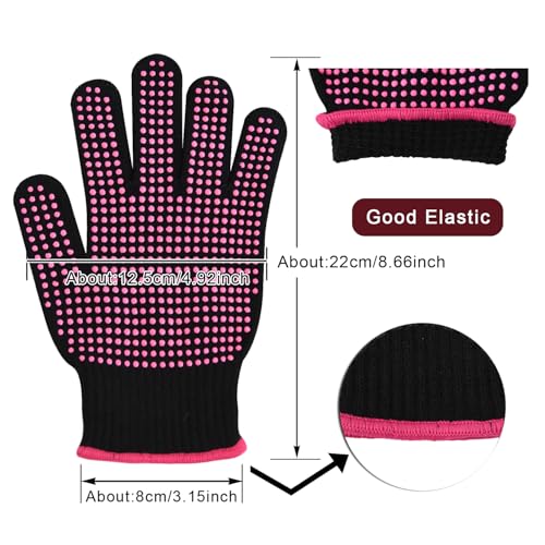 yantaisiyu 2-pack heat-resistant gloves with silicone bumps heat blocking gloves for curling hair styling