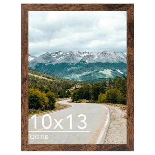QOTIB 10x13 Picture Frame Deep Brown for Wall Hanging Wood 10 x 13 Frame Photo Frame for Wall Horizontally or Vertically Deep Brown 1 Pack