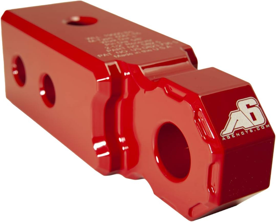 Agency 6 Recovery Shackle Block 2.5" RED Powder Coat - Hitch Receiver Fits 2.5 inch Hitch receivers - Recovery Tow Block - Proudly Made in The USA with US Certified Materials
