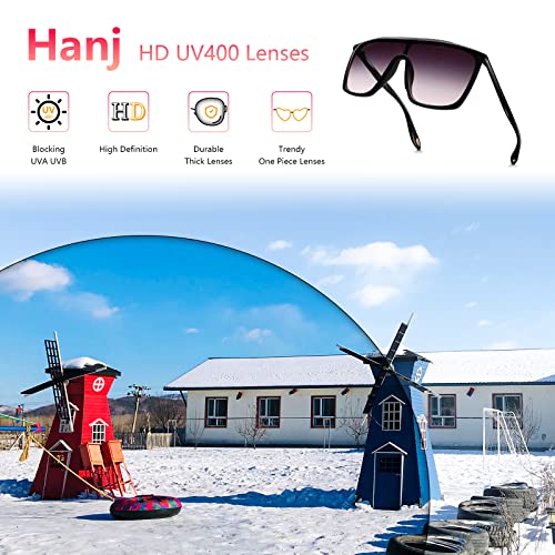 Hanj 70s 80s Vintage Square Sunglasses for Men Women Shield Trendy Oversized Retro Glasses4