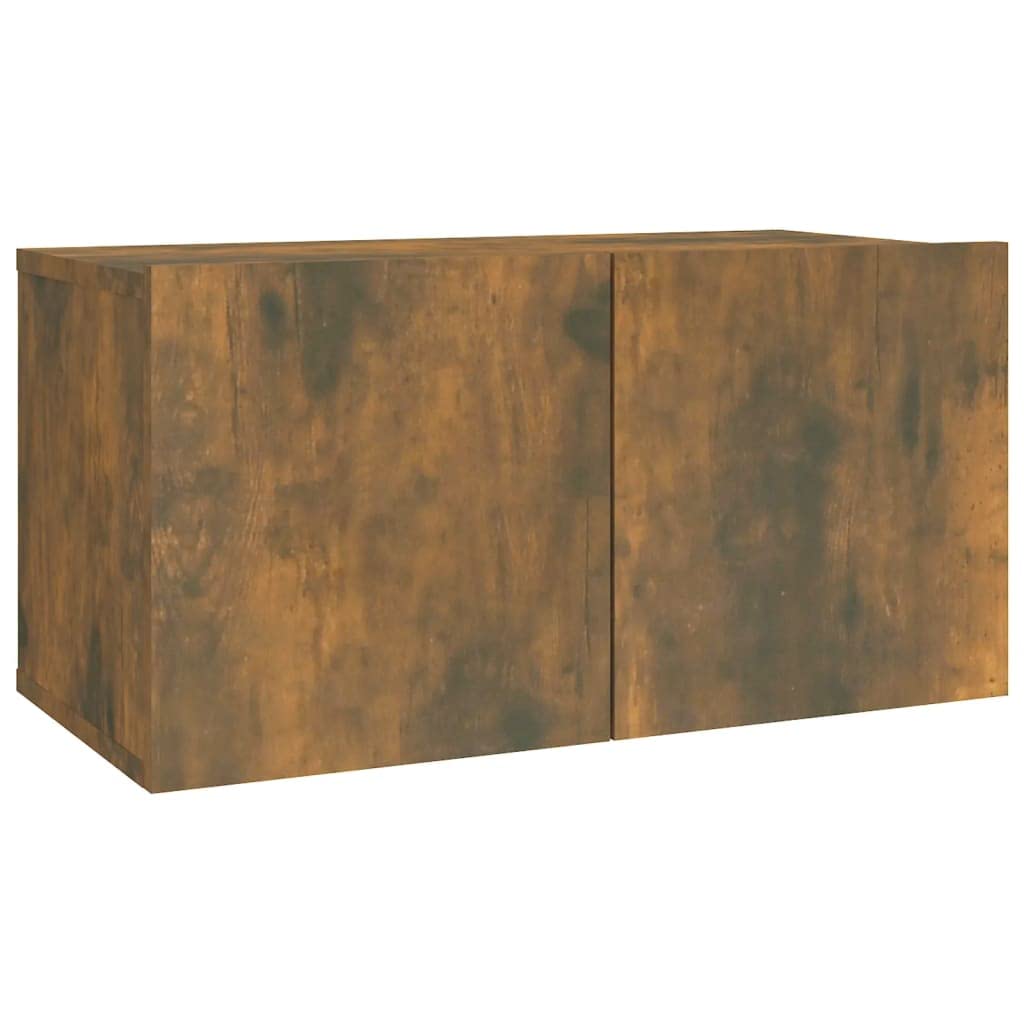 Set di 2 mobili TV sospesi in legno di quercia affumicata, mobile sospeso per TV, moderno, per soggiorno, 60 x 30 x 30 cm e 80 x 30 x 30 cm