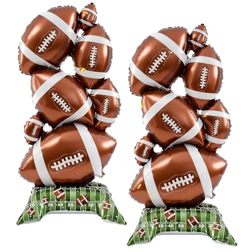 OPUHOHR 2 Pcs Football Party Decorations, Standing Rugby Ball Foil Balloons, Sports Party supplies football Decorations for Birthday, Game Day & Sports Theme Party