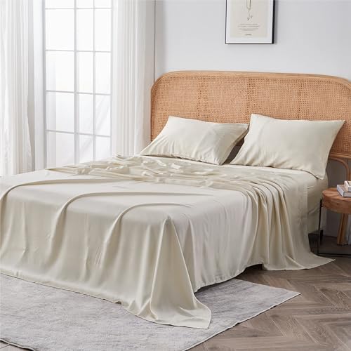 Sijo AiryWeight Tencel Sheet Set, 100% Lyocell Derived from Eucalyptus, Buttery Soft, Architectural Digest 2022 Best Cooling Sheets Winner - 3pc - 1 Pillowcase 1 Fitted 1 Top (Fog, Twin XL)